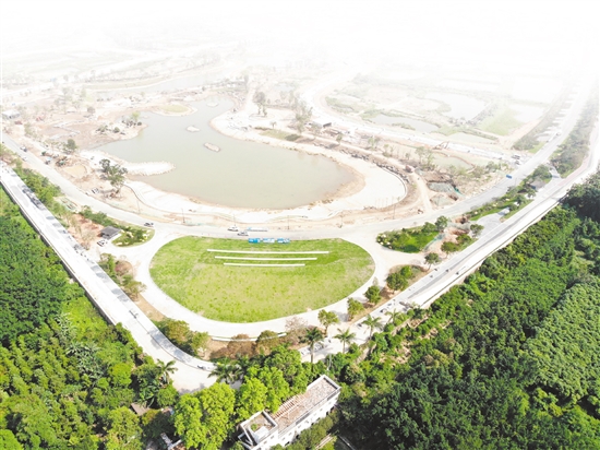 一天当两天干大干就是决战江门人才岛潮头公园景观轮廓初显