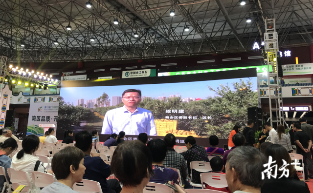 新会区长梁明建在农博会上为新会陈皮代言。