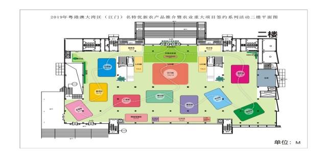 2019年粤港澳大湾区（江门）名特优新农产品推介会平面布置图。