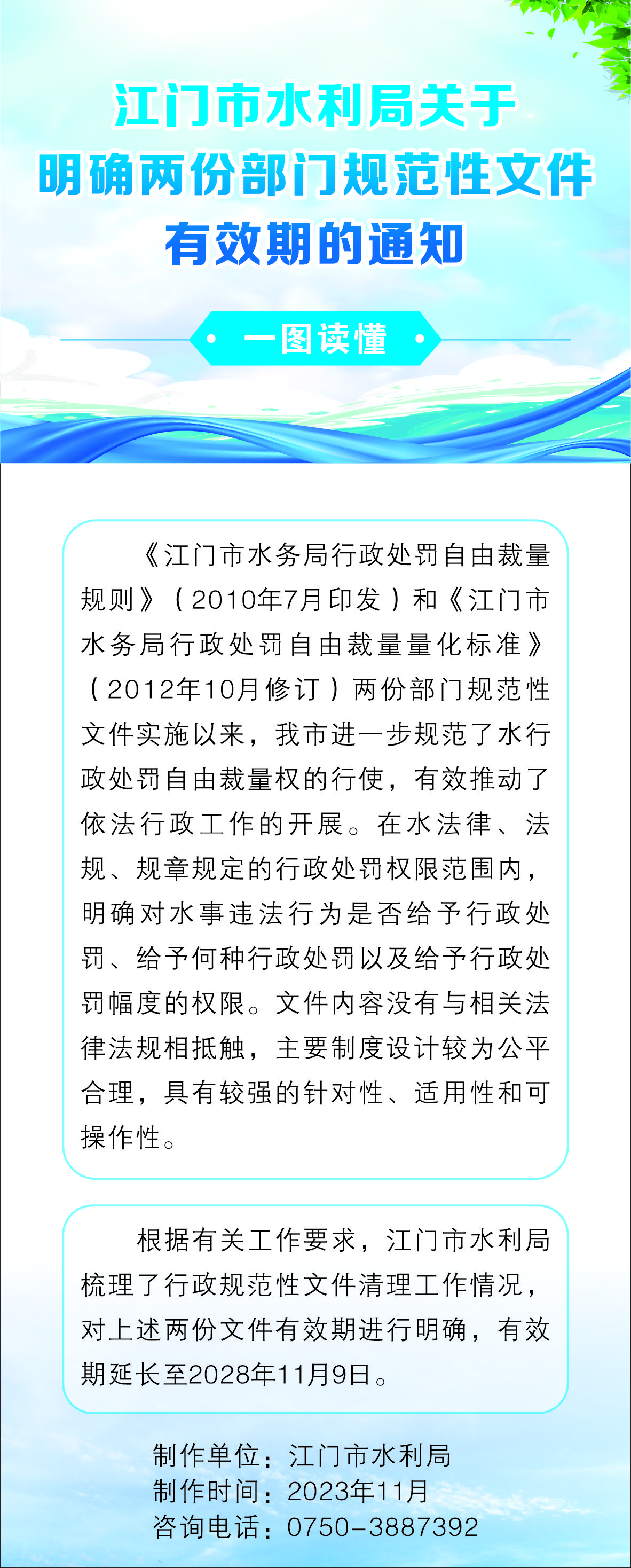 一图读懂江门市水利局关于明确两份部门规范性文件有效期的通知.jpg