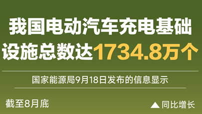 图表:我国电动汽车充电基础设施总数达1734.8万个 图表:我国电动汽车充电基础设施总数达1734.8万个