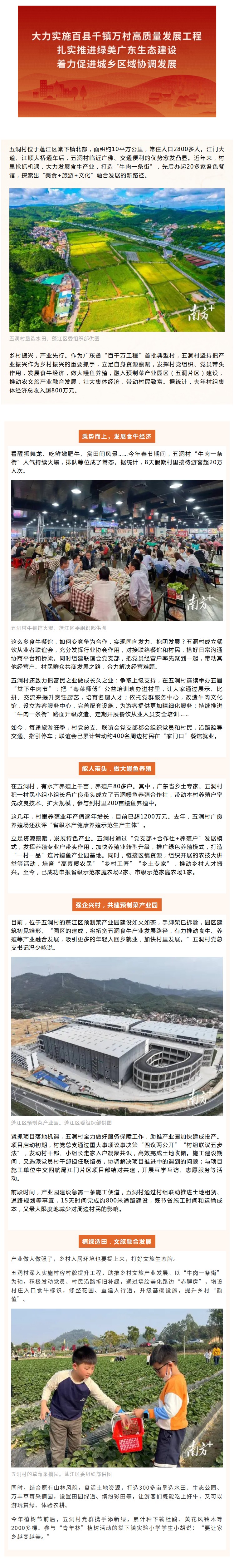 蓬江区棠下五洞村培育多元化产业推进百千万工程典型村建设